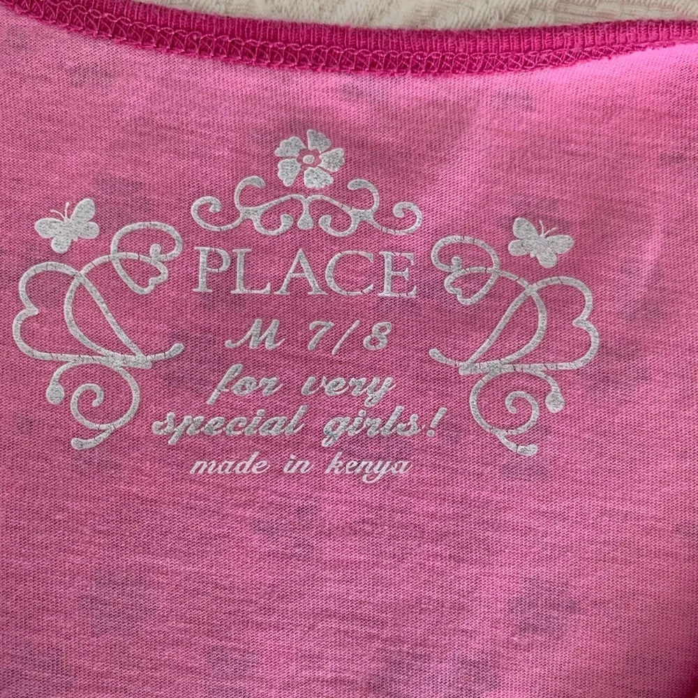 Children’s Place Thermal Shirt Girls M (7/8) Pink Floral Accents Long Sleeves